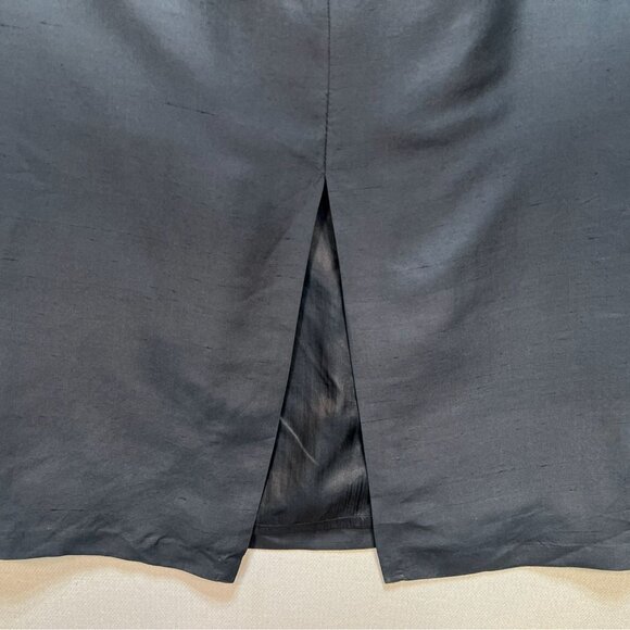An Ren New York Womens Midi Silk Straight Pencil Skirt Small Black Back Slit - Picture 10 of 10